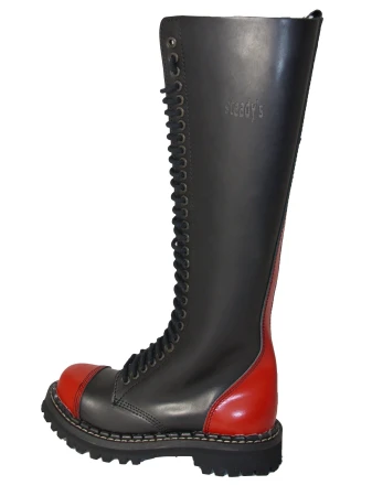 Glany STEADY'S czarno czerwone 30 dziurek skóra