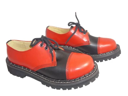 Glany STEADY'S czerwono - czarne 3 dziurki półbuty skóra