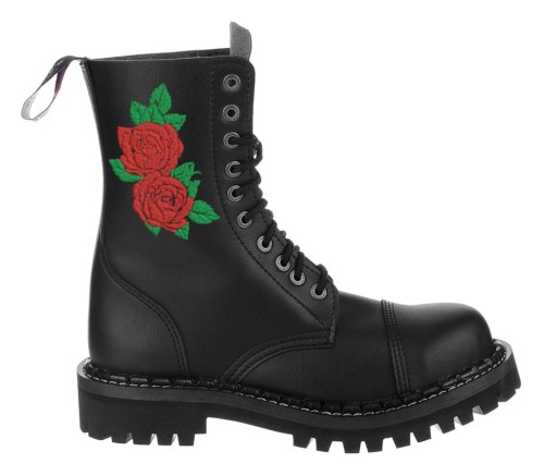 Przejdź do produktu Glany Steady's 10 dziurek czarne haft RÓŻA 2