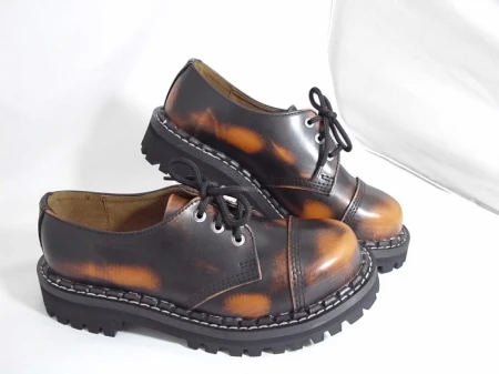 Glany STEADY'S przecierane na pomarańczowo 3 dziurki półbuty skóra (1)