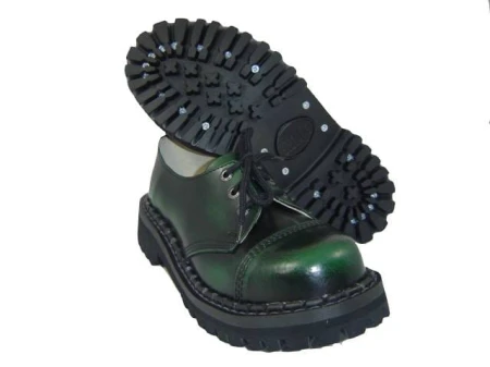 Glany STEADY'S przecierane na zielono 3 dziurki półbuty skóra (2)