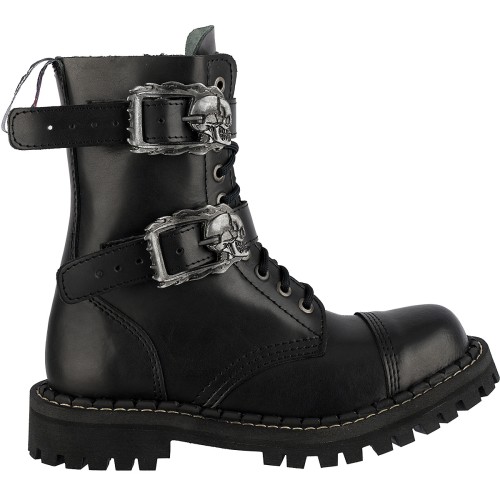 Przejdź do produktu Glany Steady's 10 dziurek czarne 2 klamry z czachami