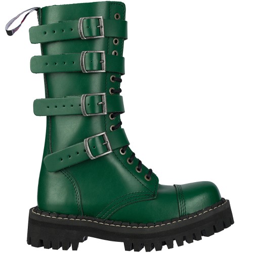 Przejdź do produktu Glany Steady's czarne monster 15 dziurek + 4 klamry zielone 
