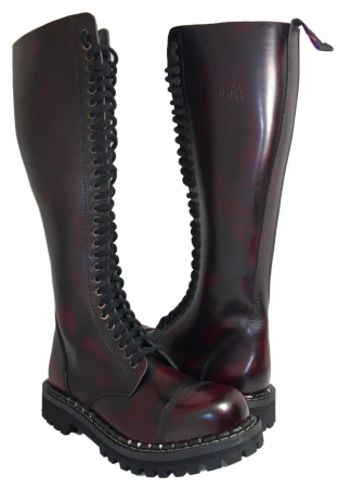 Glany STEADY'S przecierane na bordowo 30 dziurek skóra