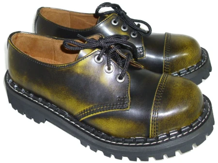 Glany STEADY'S przecierane na żółto 3 dziurki półbuty skóra (1)