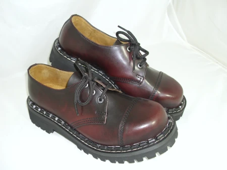 Glany STEADY'S przecierane na bordowo 3 dziurki półbuty skóra