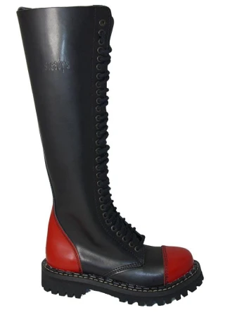 Glany STEADY'S czarno czerwone 30 dziurek skóra