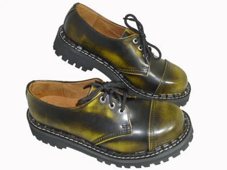 Glany STEADY'S przecierane na żółto 3 dziurki półbuty skóra (2)