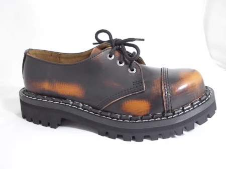 Glany STEADY'S przecierane na pomarańczowo 3 dziurki półbuty skóra