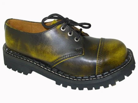 Glany STEADY'S przecierane na żółto 3 dziurki półbuty skóra